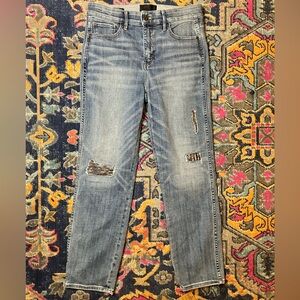 White House Black Market High Rise Straight Everyday Soft Jeans with Silver Embe